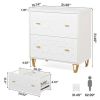 Retro White/Gold Geometric Scroll 2 Drawer Filing Cabinet Printer Stand