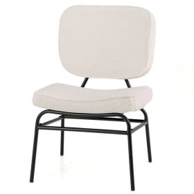 Modern Beige Upholstered Ergonomic Padded Accent Chair
