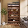 Freestanding 8-Shelf Shoe Rack for Closet Shelving Unit in Brown Wood Finish