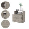 Modern 2-Drawer Nightstand with Open Shelf in Beige Wood Finish