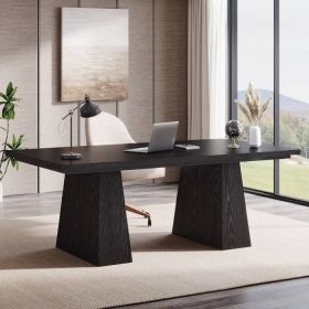 Modern Home Office Computer Desk Workstation in Black Wood Finish