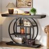 Modern 41-inch Circular Base Foyer Entryway Table with Black Wood Finish Shelves
