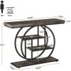 Modern 41-inch Circular Base Foyer Entryway Table with Black Wood Finish Shelves