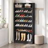 8-Shelf Shoe Rack Storage Cabinet Closet Shelving Unit in Black Wood Finish