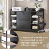 Black Printer Stand Bookcase Power Station Mobile Office File Cabinet