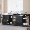 Black Printer Stand Bookcase Power Station Mobile Office File Cabinet