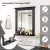 Black Rectangular 27 x 22.5 inch Wall-Mounted Bathroom Mirror with Storage Shelf