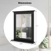 Black Rectangular 27 x 22.5 inch Wall-Mounted Bathroom Mirror with Storage Shelf