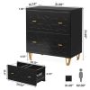 Retro Black/Gold Geometric Scroll 2 Drawer Filing Cabinet Printer Stand
