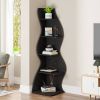 Modern 5 Shelf Corner Bookcase in Black Wood Finish