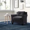 Black Microfiber Upholstered Armchair Flared Arm Chair with Tufted Back Cushion