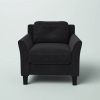 Black Microfiber Upholstered Armchair Flared Arm Chair with Tufted Back Cushion