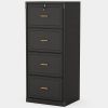 Vertical File Cabinet in Black Wood Finish with 4 Lockable Storage Drawers