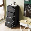 Vertical File Cabinet in Black Wood Finish with 4 Lockable Storage Drawers
