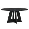 Modern Farmhouse 47-inch Round Kitchen Dining Table in Black Wood Finish