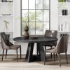 Modern Farmhouse 47-inch Round Kitchen Dining Table in Black Wood Finish