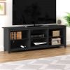 Farmhouse TV Stand in Black Wood Finish - for TVs up to 70-inch