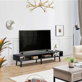 Mid-Century Modern Style TV Stand in Black Wood Finish - for TVs up to 65-inch
