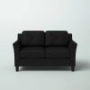 Modern Upholstered Loveseat Sofa in Black Microfiber with Button Tufted Cushions