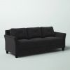 Modern 3-Seater Black Microfiber Upholstered Sofa