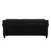 Modern 3-Seater Black Microfiber Upholstered Sofa