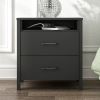 Modern 2-Drawer Nightstand Bedside Table in Black Wood Finish