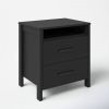Modern 2-Drawer Nightstand Bedside Table in Black Wood Finish