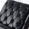 Black Faux Leather Upholstered Armless Chaise Lounge Chair with Lumbar Pillow