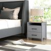 Modern 2-Drawer Bedside Table Nightstand with Open Shelf in Grey Wood Finish