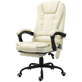 Cream 7 Mode Vibrating High Back Executive Massage Adjustable Office Chair