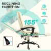 Cream 7 Mode Vibrating High Back Executive Massage Adjustable Office Chair