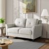 Modern Upholstered Loveseat Sofa in Cream Microfiber with Button Tufted Cushions