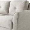 Modern Upholstered Loveseat Sofa in Cream Microfiber with Button Tufted Cushions