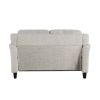 Modern Upholstered Loveseat Sofa in Cream Microfiber with Button Tufted Cushions