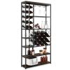 Heavy Duty Industrial Metal Wood 6 Tier Wine Rack Kitchen Storage Shelving Unit