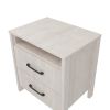 Modern Farmhouse Bedroom 2-Drawer Bedside Table Nightstand in Grey Wood Finish