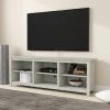Farmhouse Style TV Stand in Light Grey Oak Wood Finish - for TVs up to 70-inch