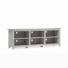 Farmhouse Style TV Stand in Light Grey Oak Wood Finish - for TVs up to 70-inch