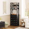 Black/Brown Wine Rack Kitchen Bar Storage Cabinet Shelf with Glass Holders