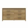 Rustic Farmhouse 6-Drawer Dresser in Natural Wood Finish