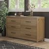 Rustic Farmhouse 6-Drawer Dresser in Natural Wood Finish