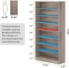 8-Shelf Shoe Rack Storage Cabinet in Grey Wood Finish - Holds Up To 45 Pairs