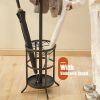Black Metal Entryway Coat Rack Hall Tree with Umbrella Stand