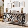 Modern 70-inch Long Narrow Foyer Entryway Table with Grey Wood Top and Shelf