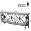 Modern 70-inch Long Narrow Foyer Entryway Table with Grey Wood Top and Shelf