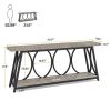 Industrial 70-inch Grey Wood Top Sofa Table with Heavy Duty Black Metal Frame