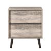 Mid-Century Modern 1-Drawer Nightstand Bedroom End Table in Grey Wood Finish