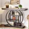 Modern 41-inch Wide Narrow Entryway Console Table with Grey Wood Finish Shelves