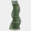 Modern Whimsical 5 Shelf Corner Bookcase in Green Wood Finish