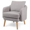 Modern Grey Sherpa Fabric Upholstered Accent Chair with Wooden Legs